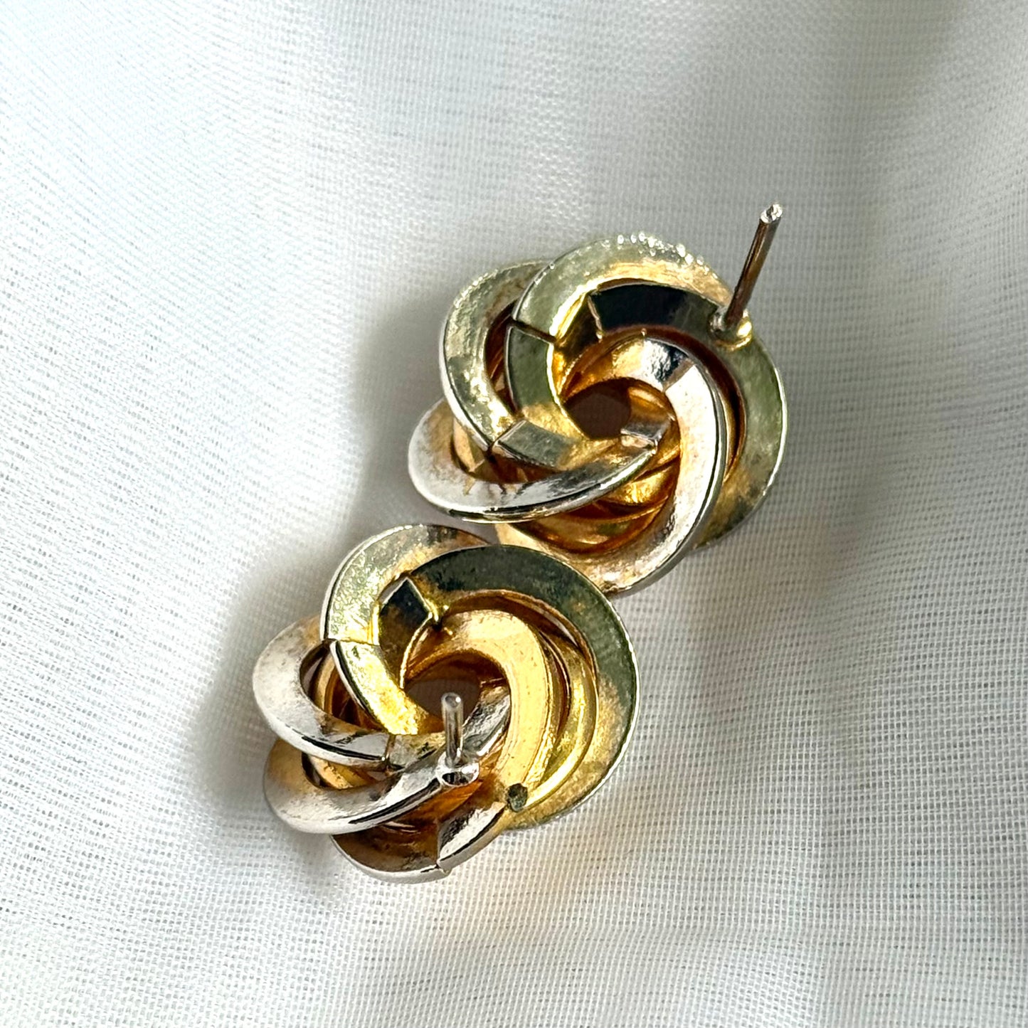 Secondhand Silver Tone & Gold Tone Twist Earrings