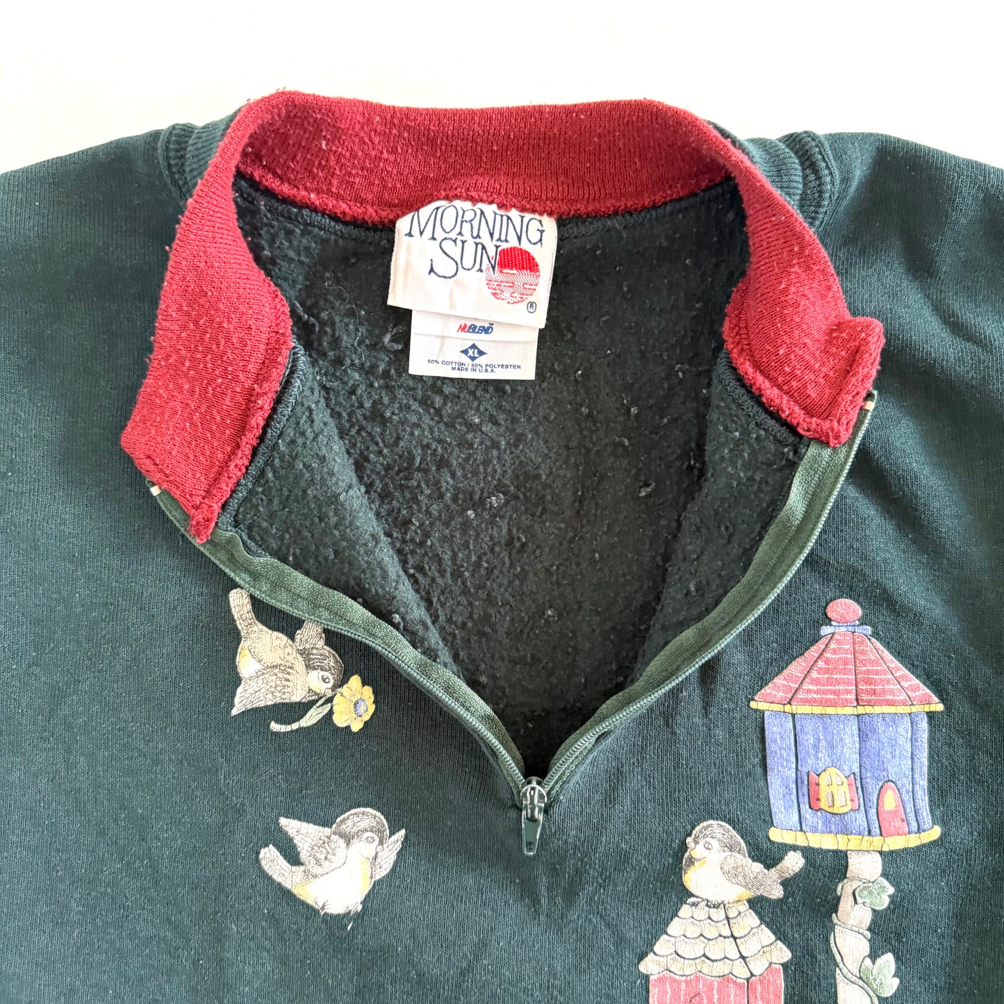 Vintage Morning Sun, Birdhouse Quarter Zip Sweatshirt