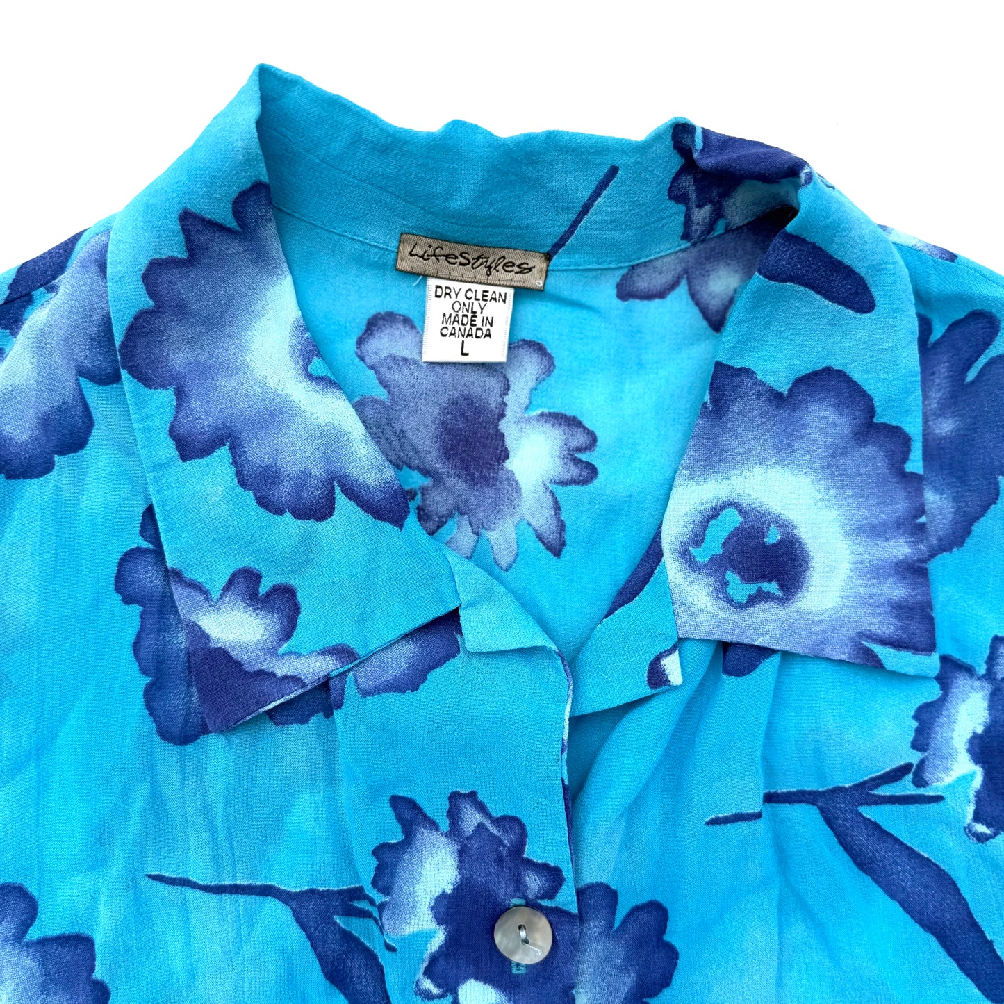 Vintage Life Styles, Floral Cropped Button Down Shirt