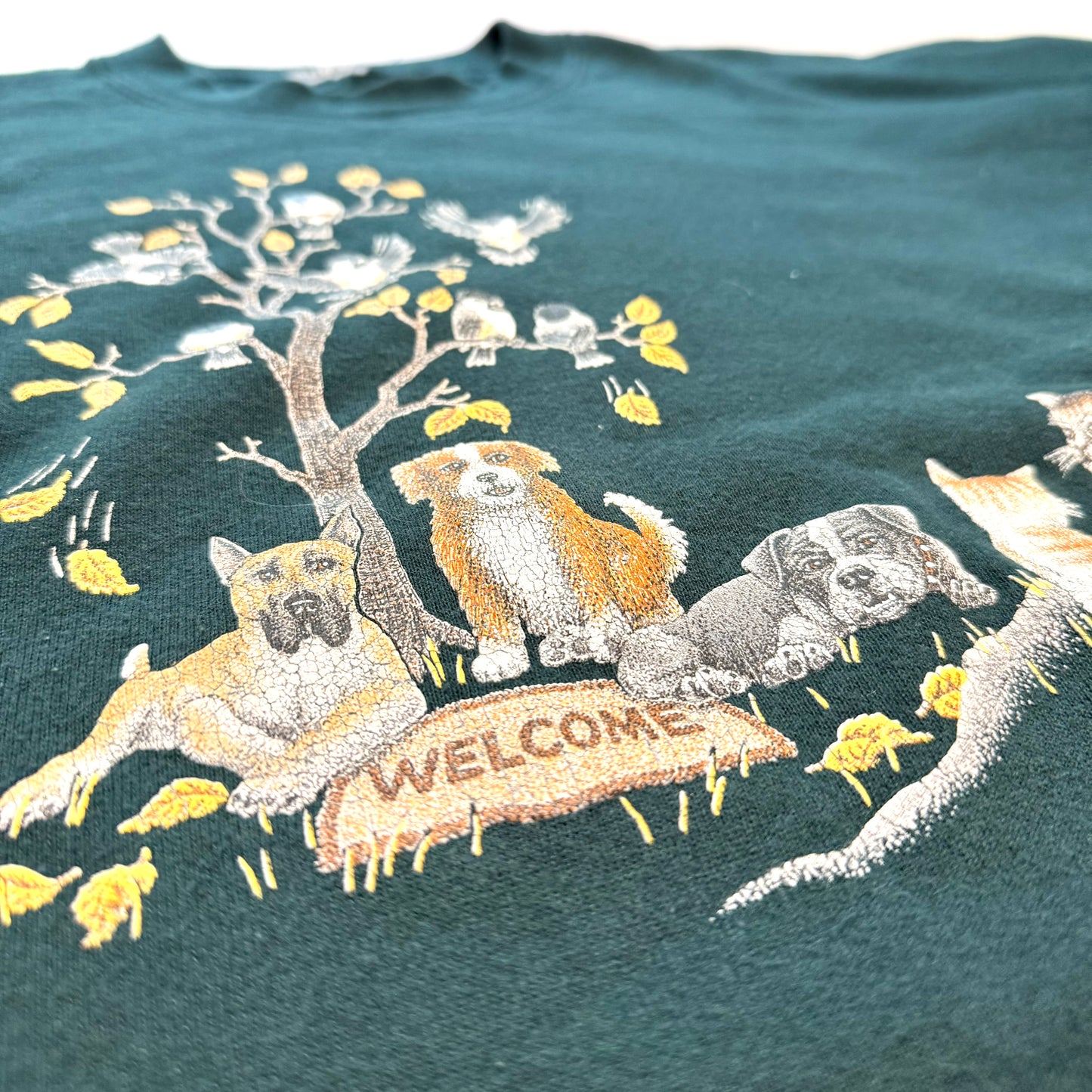 Vintage Morning Sun, Cat & Dog Welcome Tree with Bird Sweatshirt