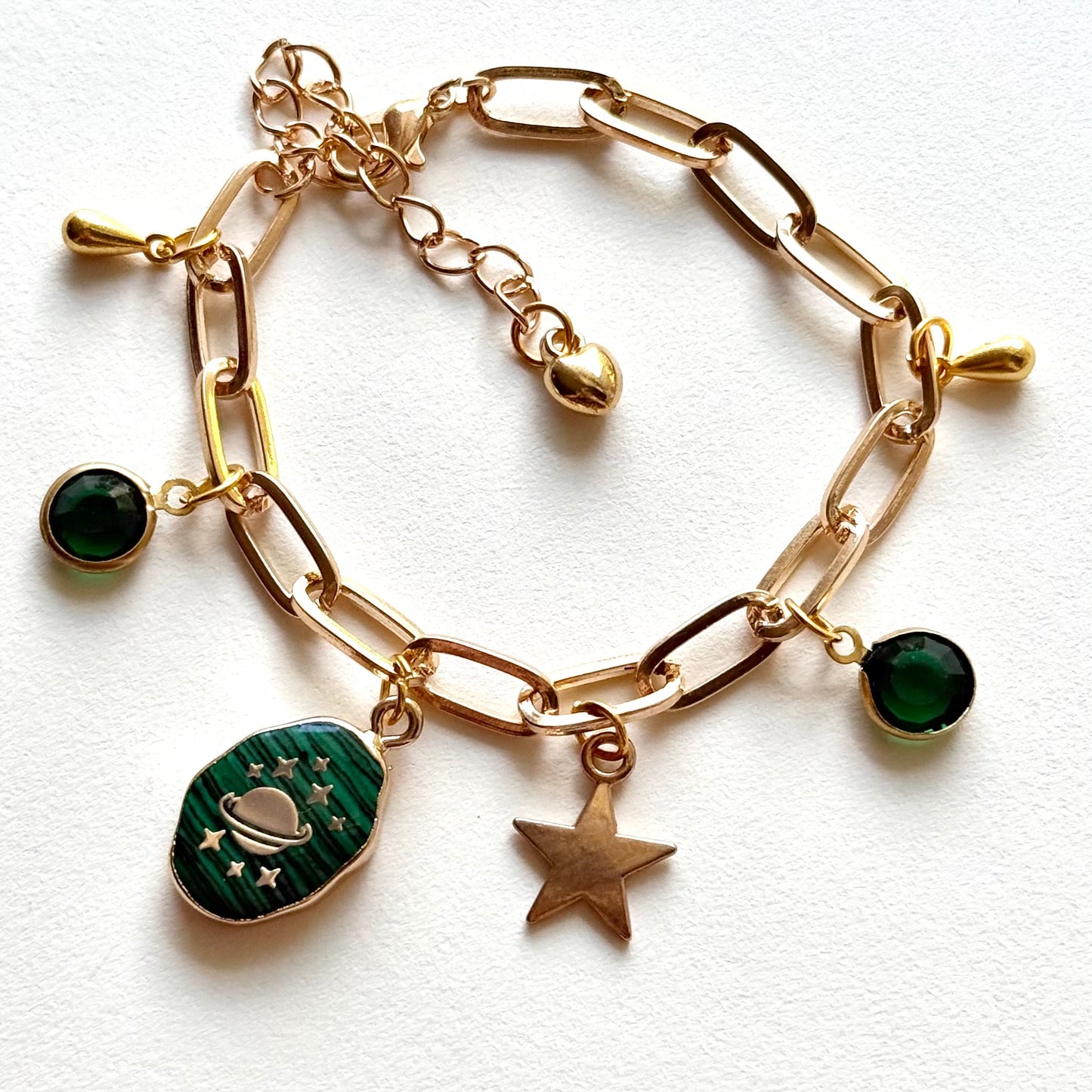 Handmade Green Charm Bracelet