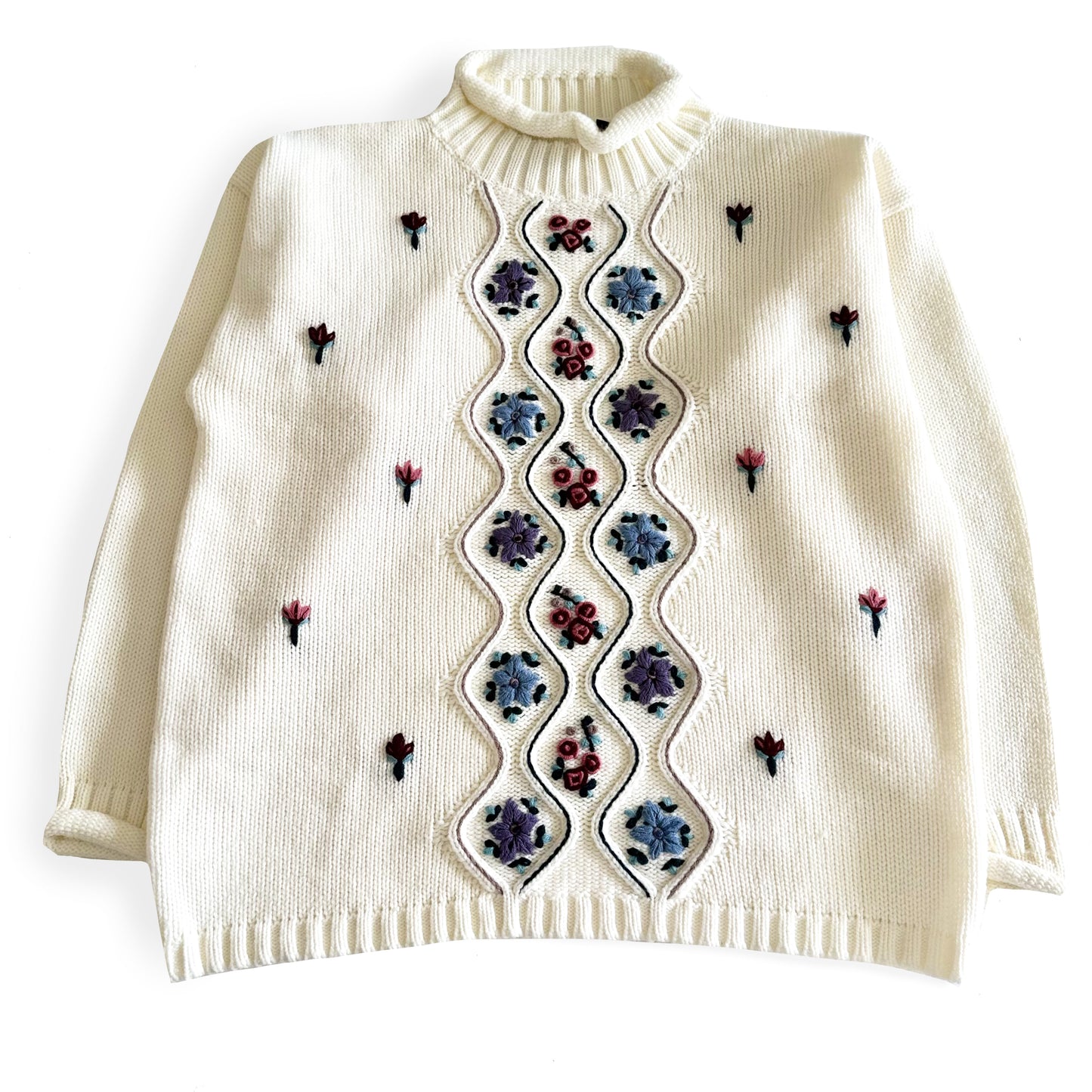 Vintage Weekend Edition, Hand Knit Floral Sweater
