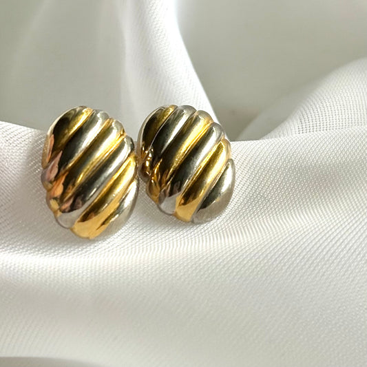 Secondhand Silver Tone & Gold Tone Oval Earrings