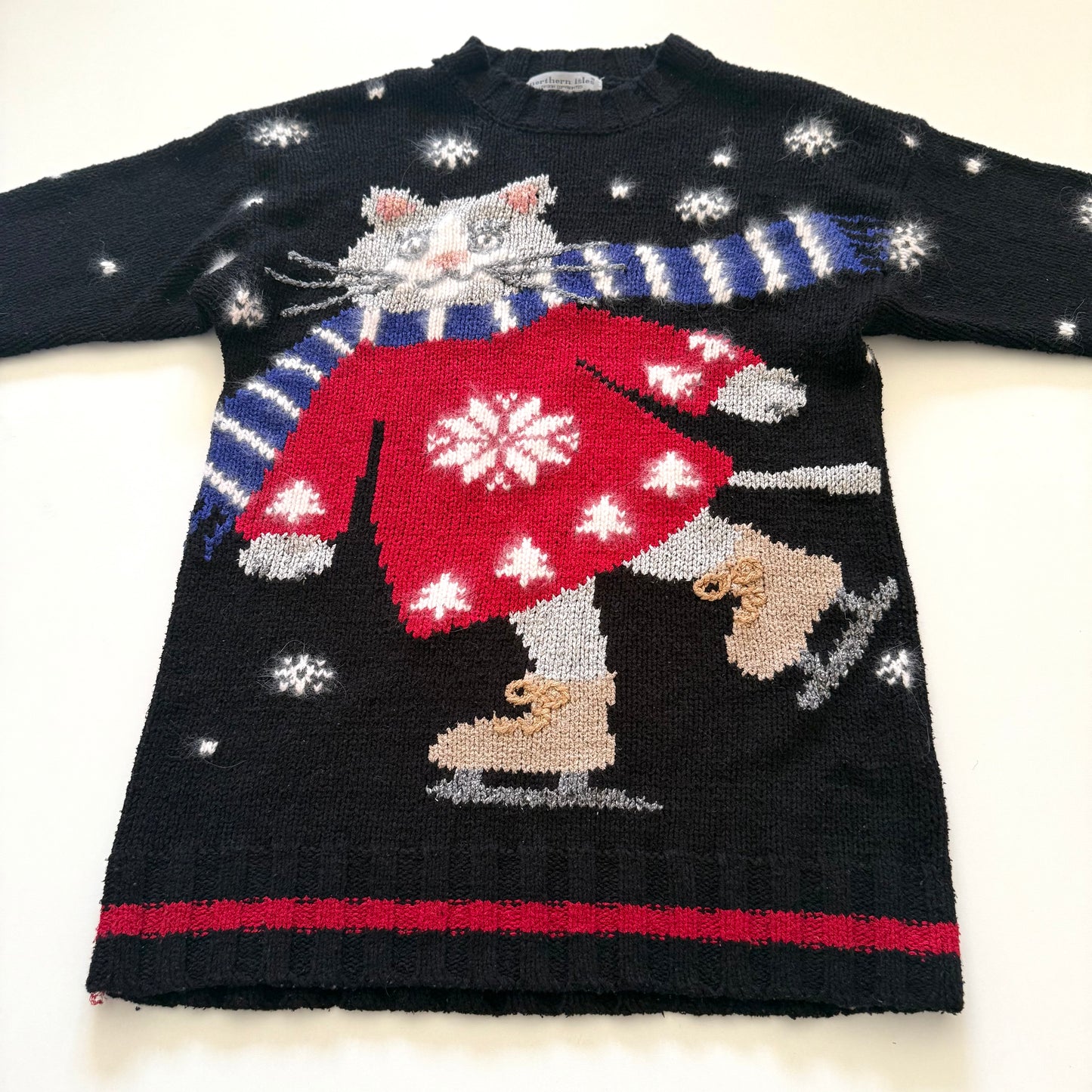 Vintage Northern Isles, Ice Skating Cat Sweater