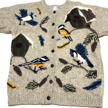 Vintage Northern Treasures, Wool Blend Winter Bird Cardigan