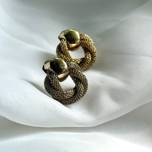 Secondhand Gold Toned Braided Stud Earrings