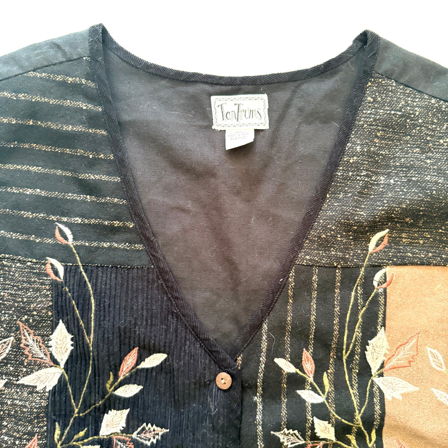 Vintage Tan Trums, Wool & Leather Vest