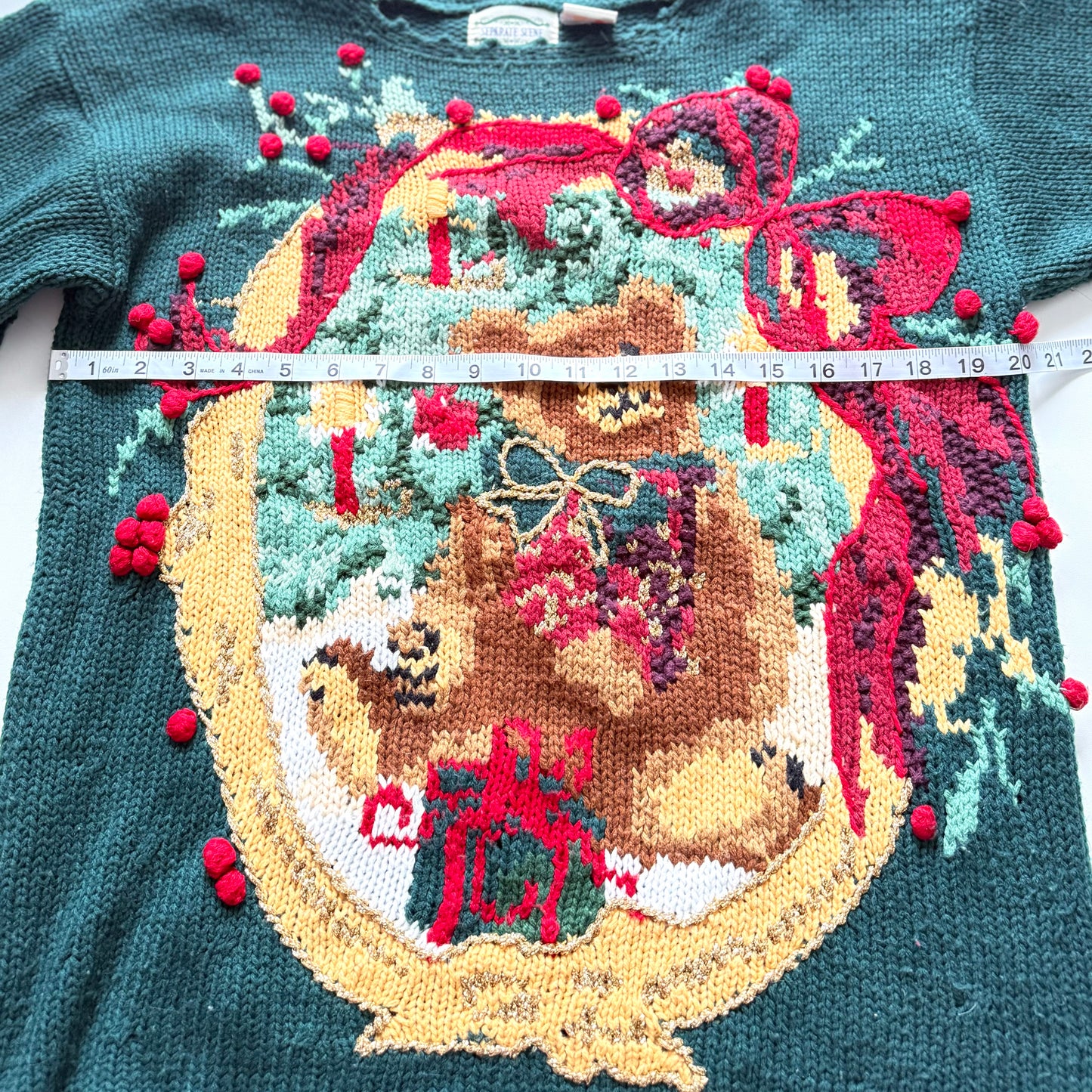 Vintage Separate Scene, Christmas Teddy Bear Sweater