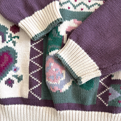 Vintage Rose & Paisley Patchwork Sweater