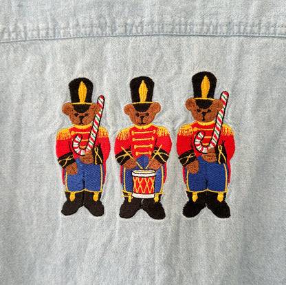 Vintage Christmas Bears Button Up Shirt