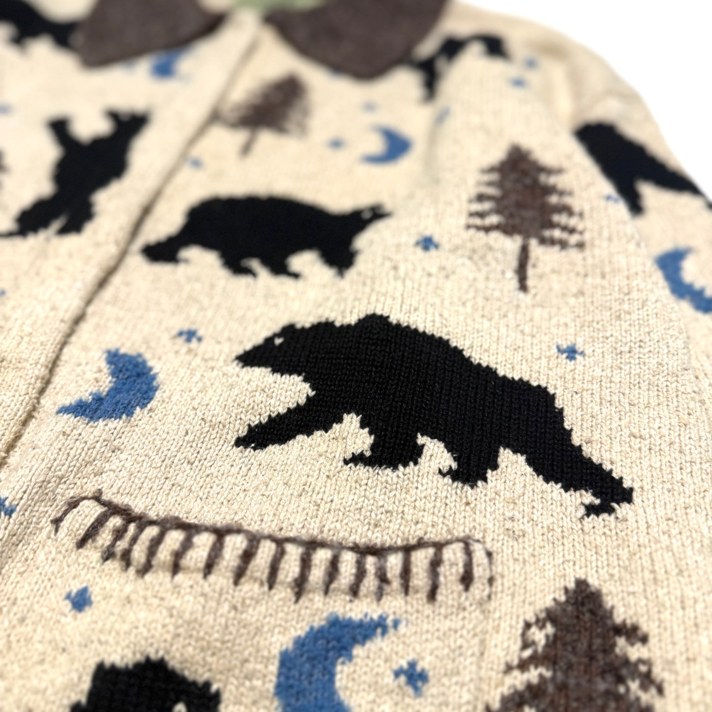 Vintage Antarctica, Silk Blend Bear & Moon Cardigan.