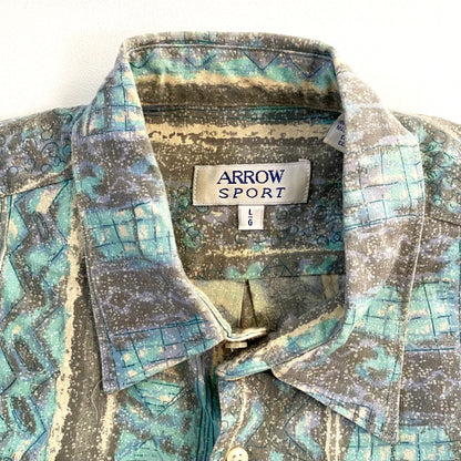 Vintage Arrow Sport Button Up Short Sleeve Shirt