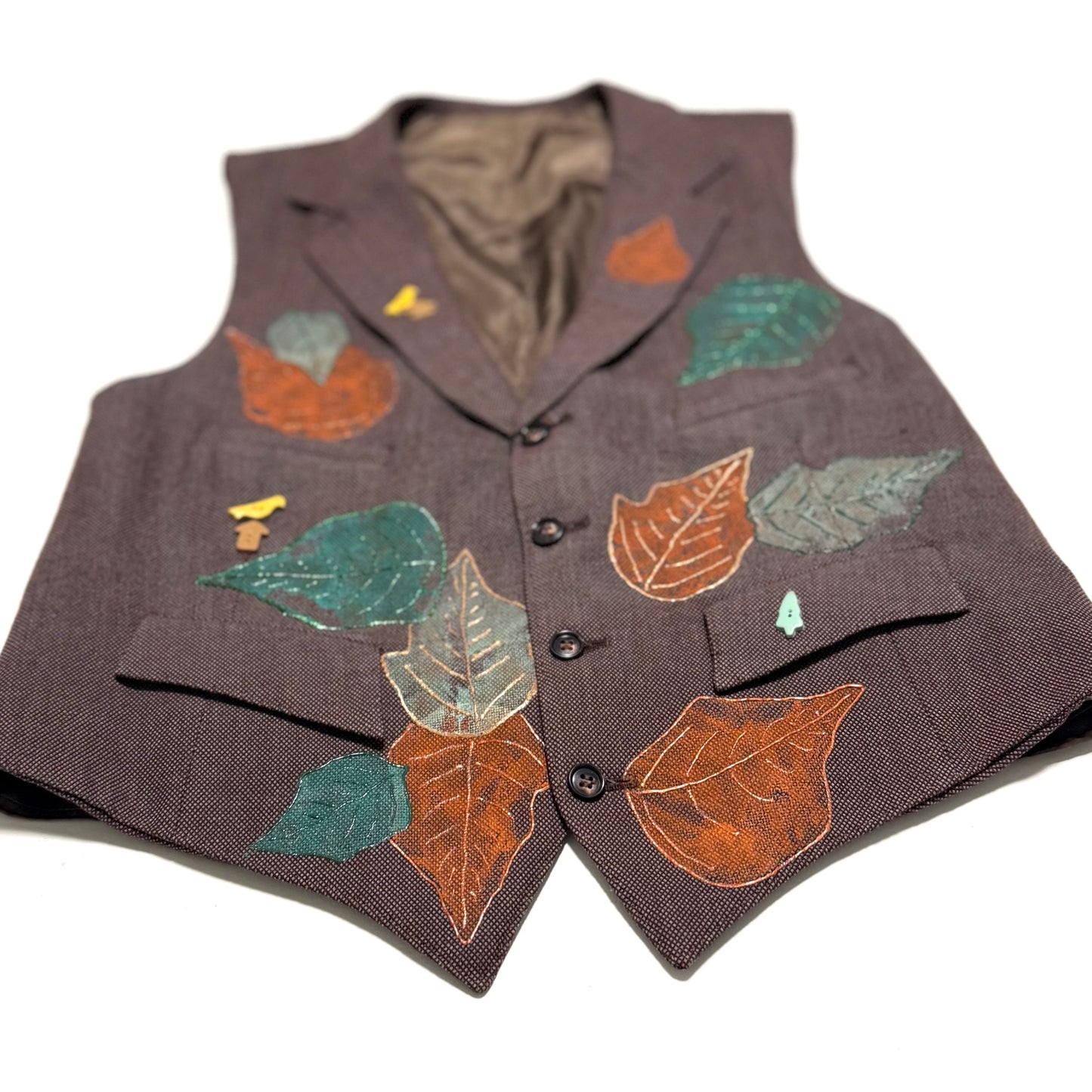 Vintage Hand Painted Leaf Vest