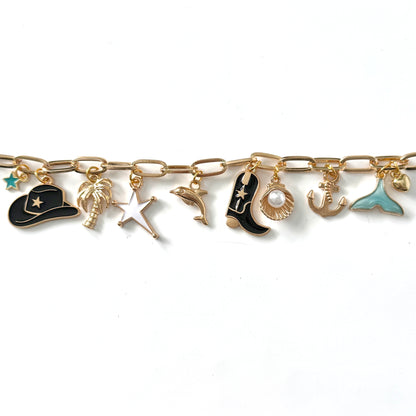 Handmade Coastal Cowgirl Y2K Style Charm Bracelet