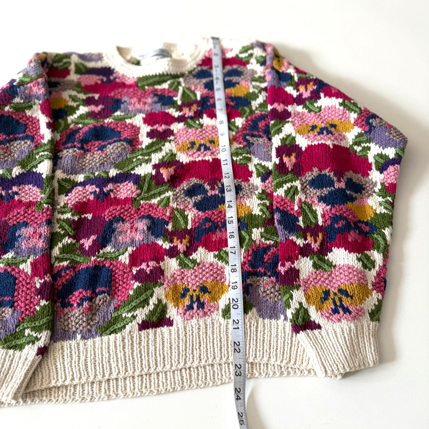 Vintage Northern Isles, Hand Knit Floral Sweater