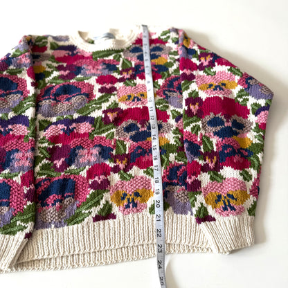 Vintage Northern Isles, Hand Knit Floral Sweater