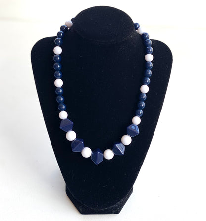 Blue & White Vintage Beaded Necklace