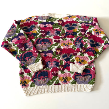 Vintage Northern Isles, Hand Knit Floral Sweater