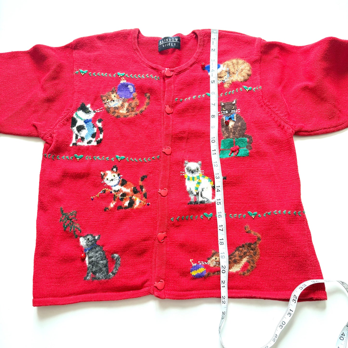 Vintage Rainbow Bridge, Christmas Cat Sweater