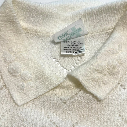 Vintage Lady Dame Plus, Collared White Short Sleeve Shirt