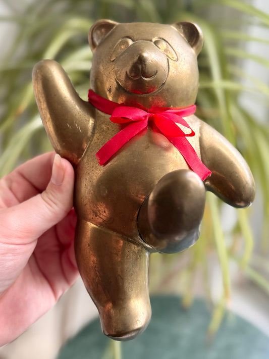 Vintage Brass Bear with Leg Hook