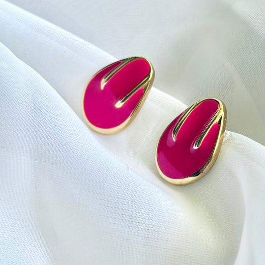 Secondhand Pink & Gold Toned Earrings