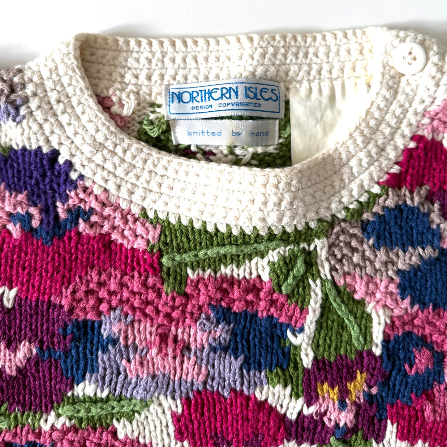Vintage Northern Isles, Hand Knit Floral Sweater