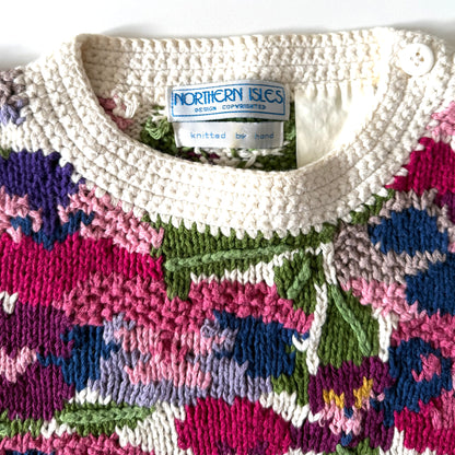 Vintage Northern Isles, Hand Knit Floral Sweater