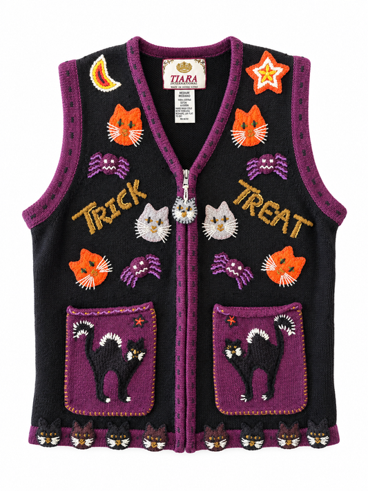 Vintage Tiara, Cat Halloween Vest
