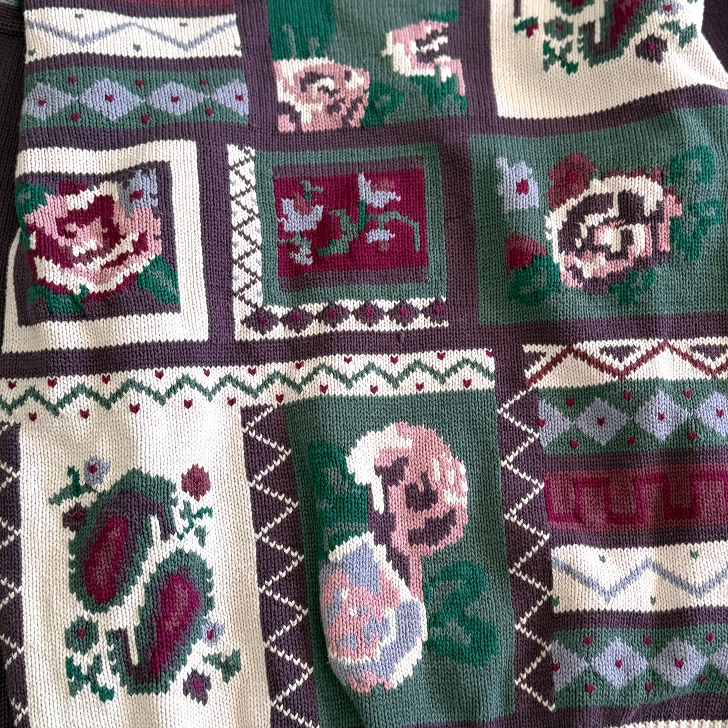 Vintage Rose & Paisley Patchwork Sweater