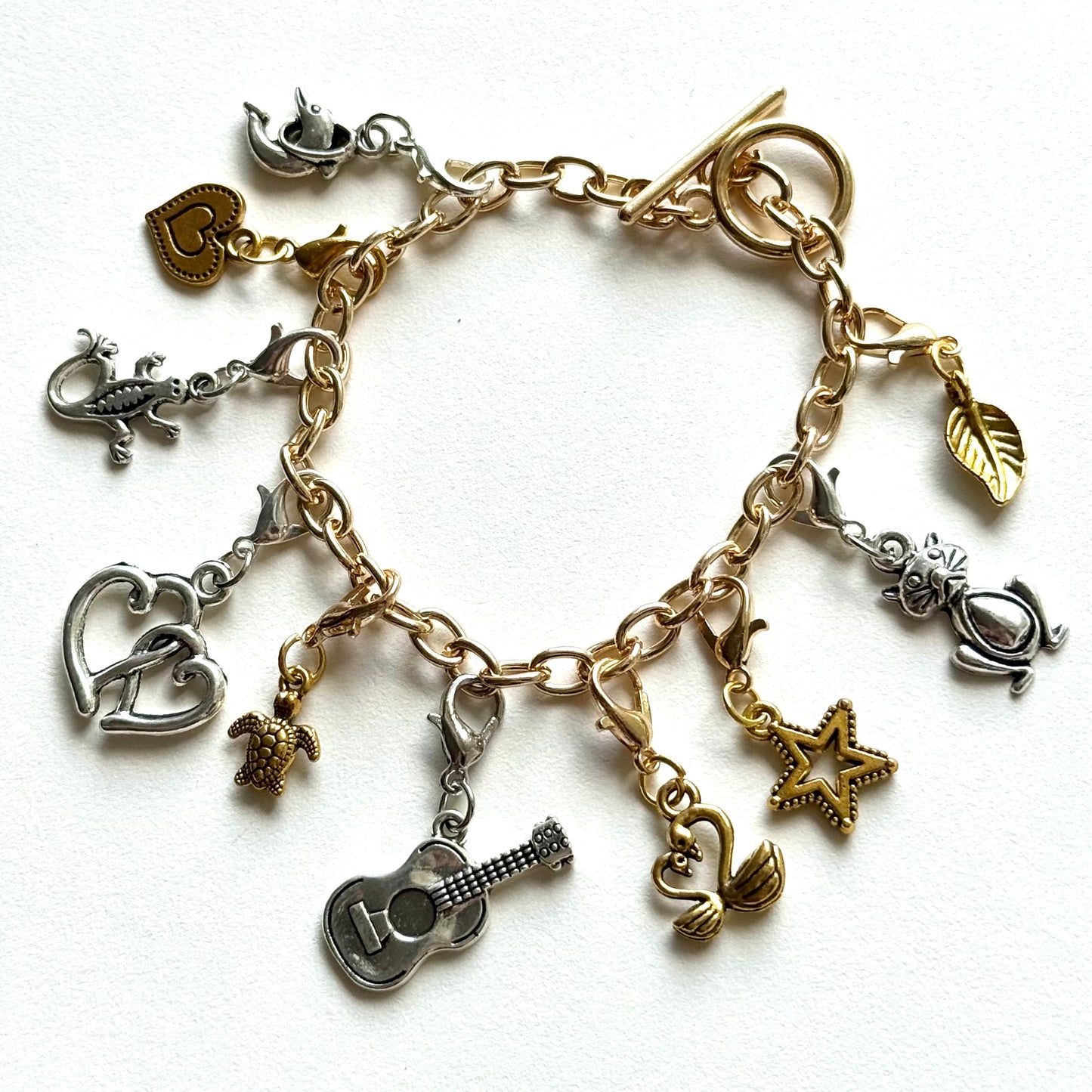 Handmade Y2K Style Mixed Metals Charm Bracelet