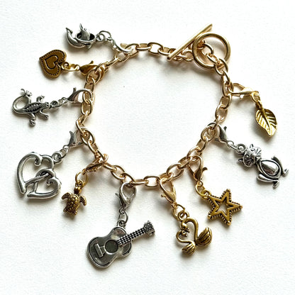 Handmade Y2K Style Mixed Metals Charm Bracelet