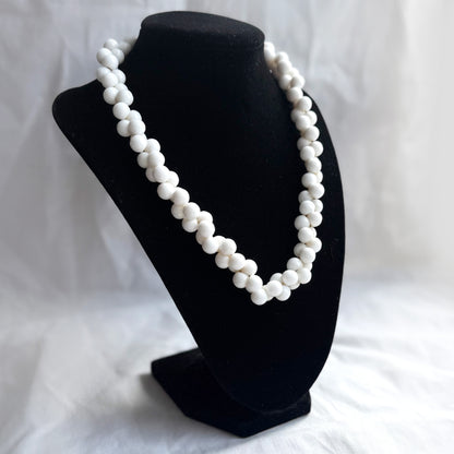 Vintage White Beaded Cluster Necklace