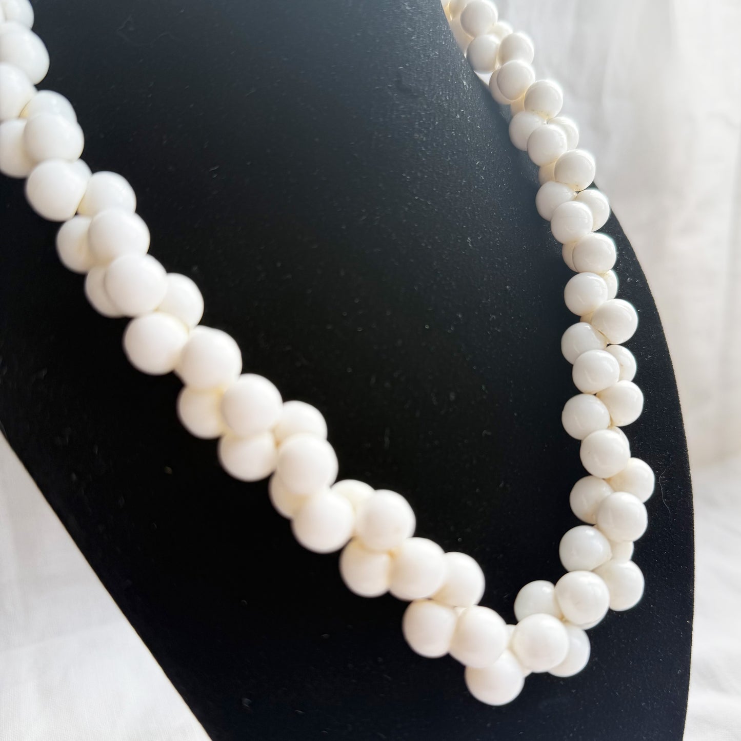 Vintage White Beaded Cluster Necklace