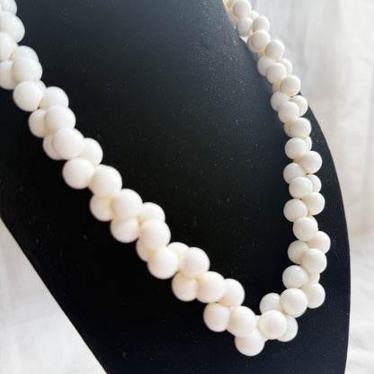 Vintage White Beaded Cluster Necklace