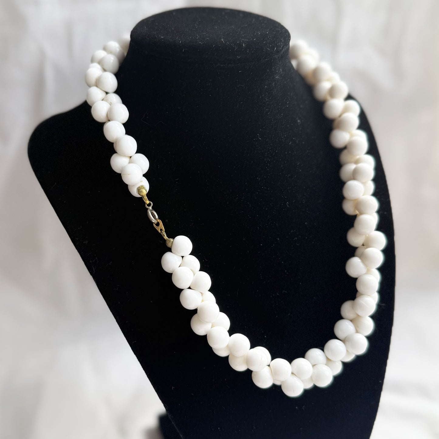 Vintage White Beaded Cluster Necklace