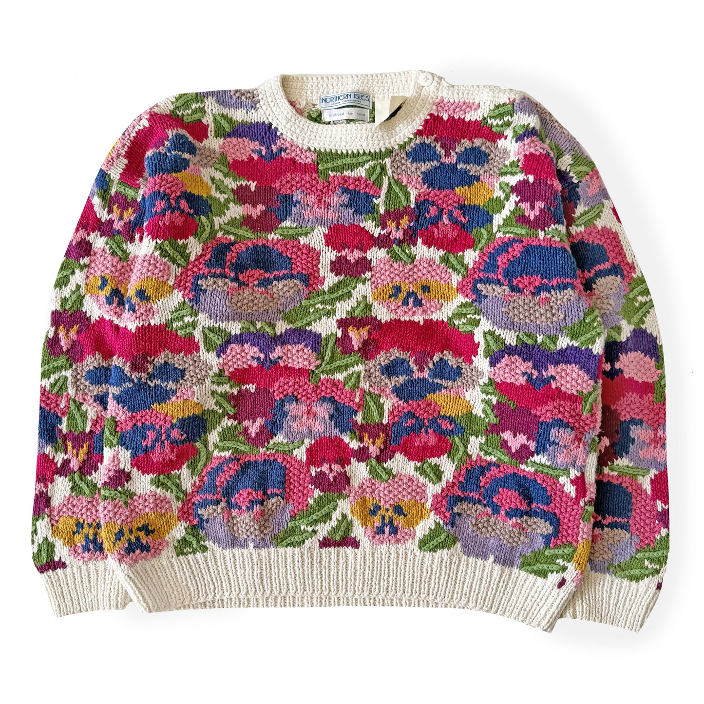 Vintage Northern Isles, Hand Knit Floral Sweater