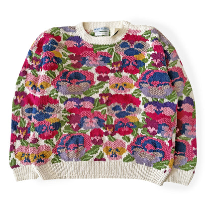 Vintage Northern Isles, Hand Knit Floral Sweater