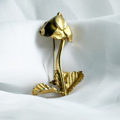 Vintage Gold Toned Flower Brooch