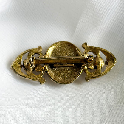 Vintage 1980's Gold Tone & Faux Pearl Brooch