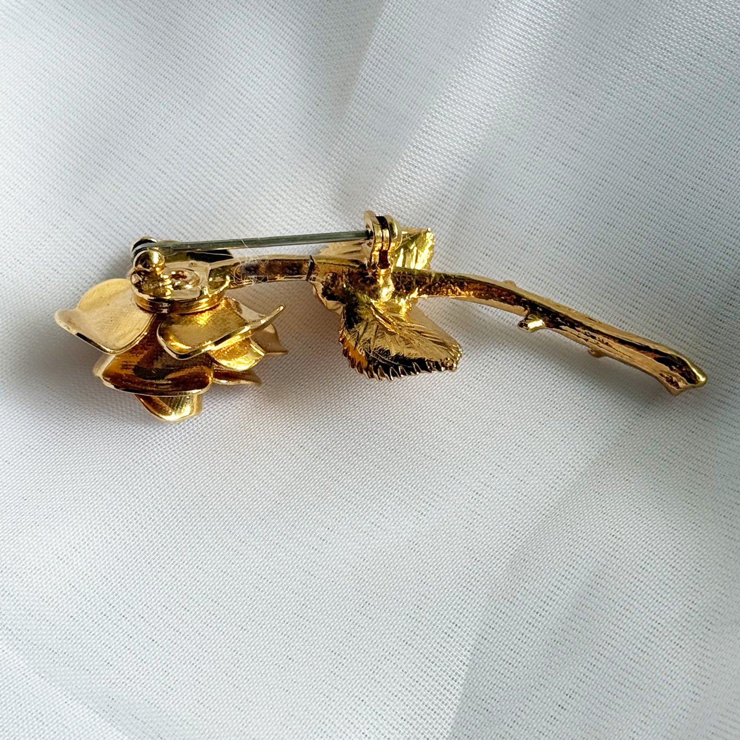 Vintage Gold Tone Rose Brooch