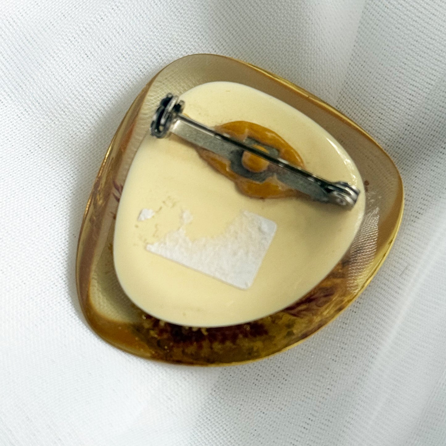 Vintage Lucite Style Dried Flower Brooch