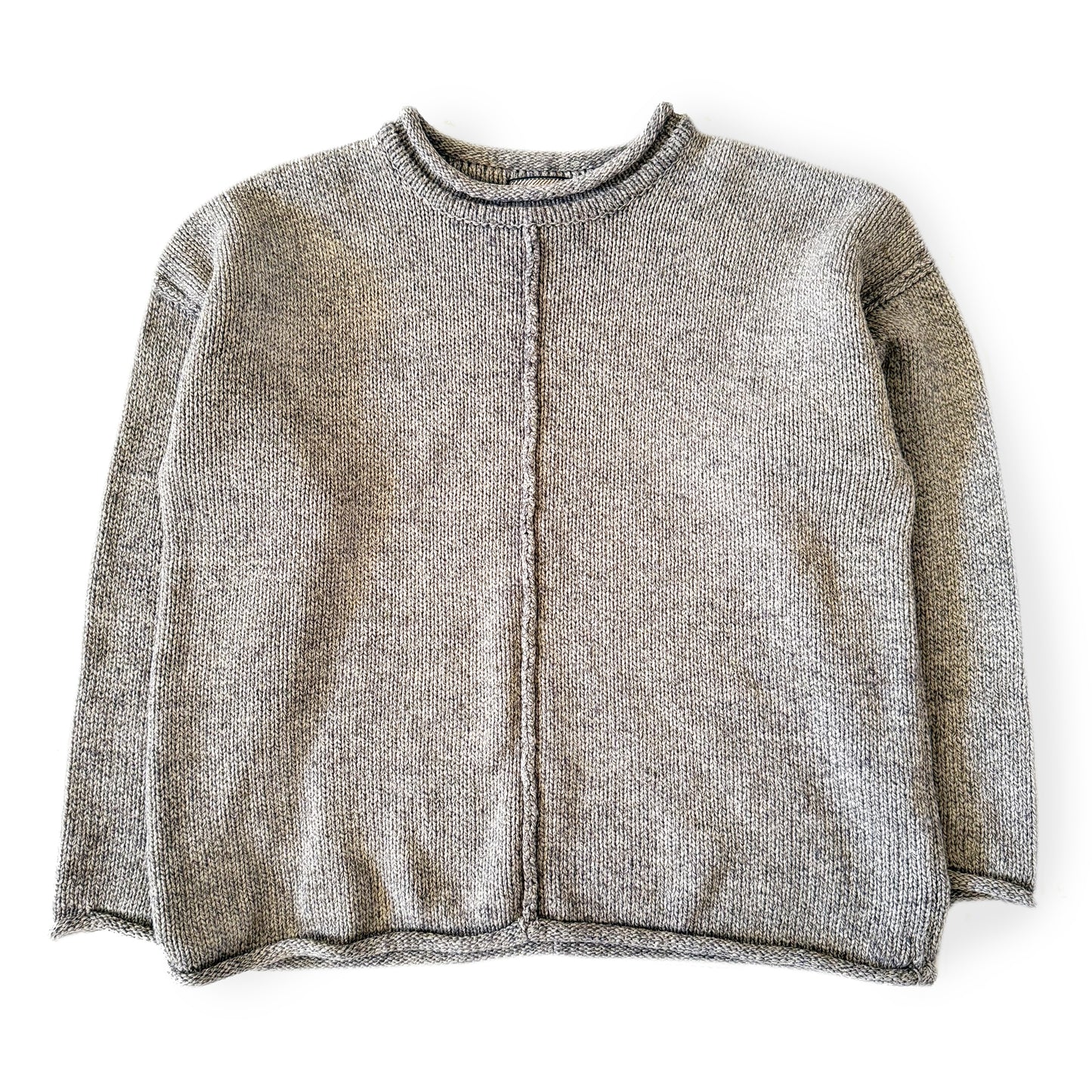Gray knit sweater on a white background