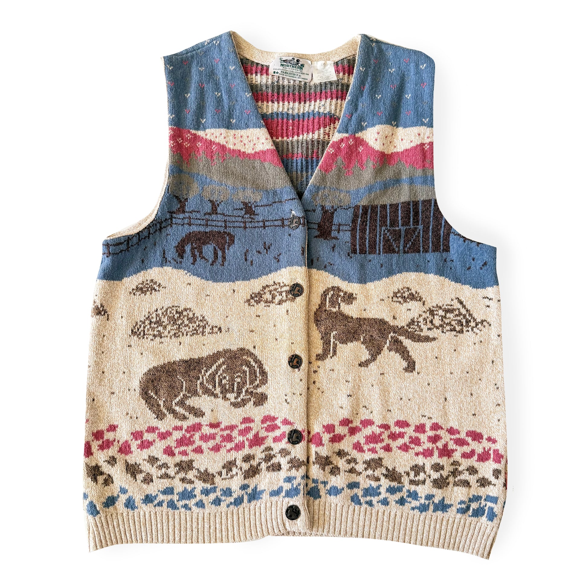 Knitted vest with animal pattern on a white background