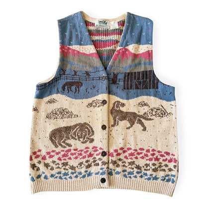 Knitted vest with animal pattern on a white background