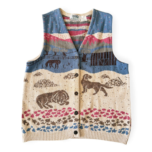 Knitted vest with animal pattern on a white background