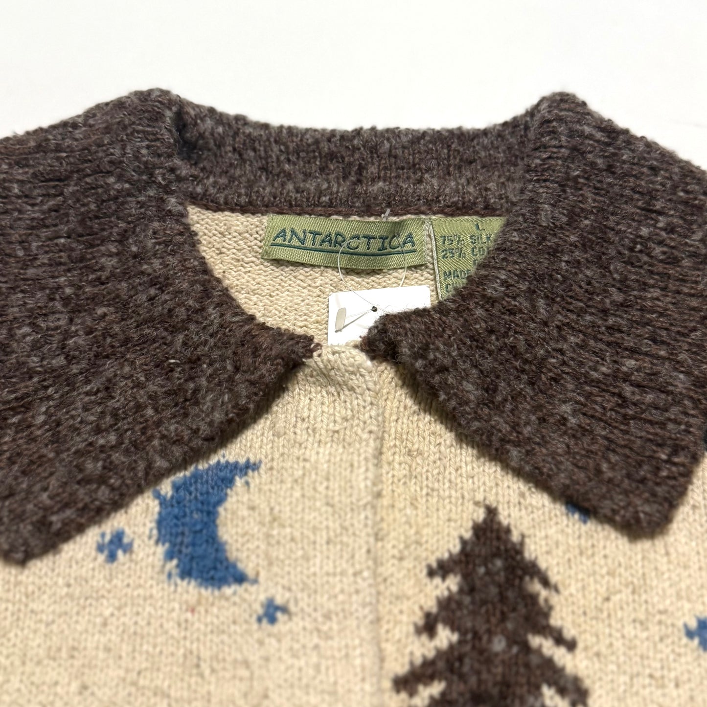 Vintage Antarctica, Silk Blend Bear & Moon Cardigan.
