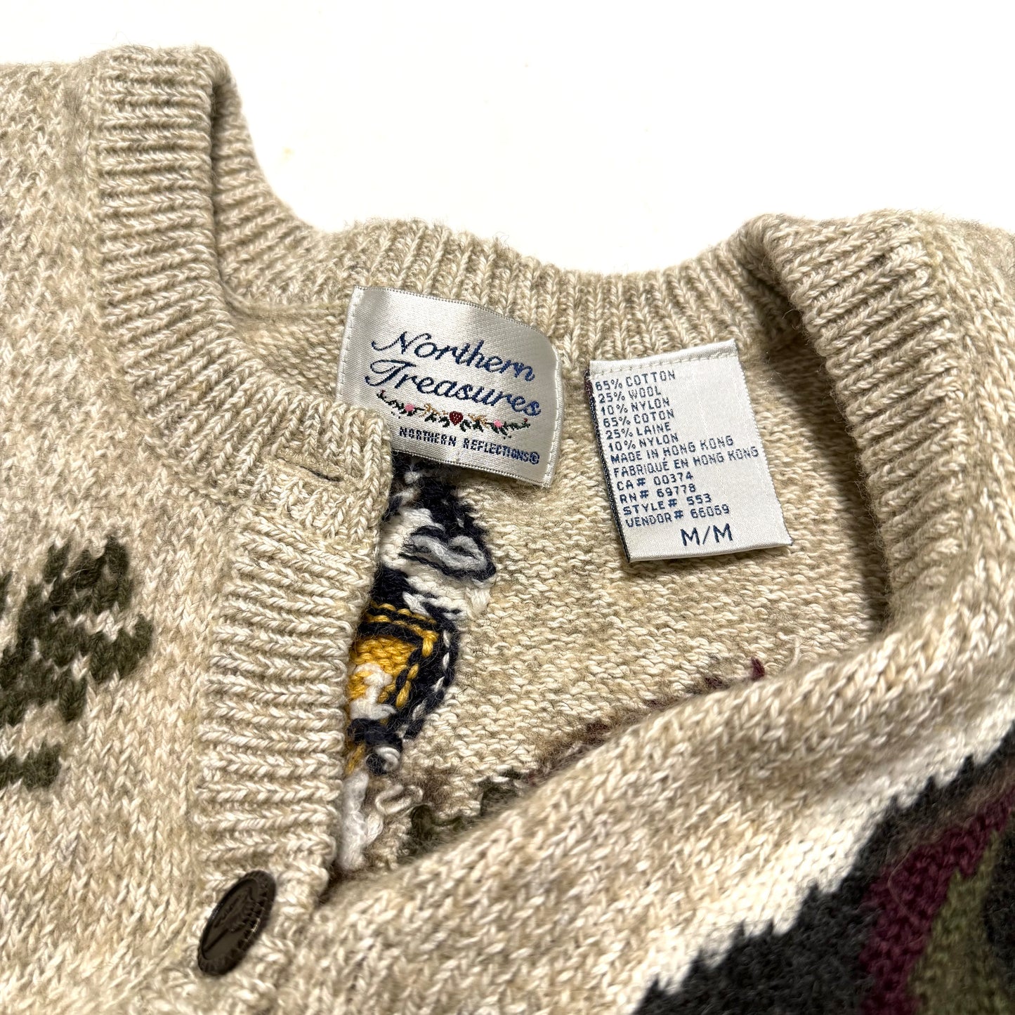 Vintage Northern Treasures, Wool Blend Winter Bird Cardigan