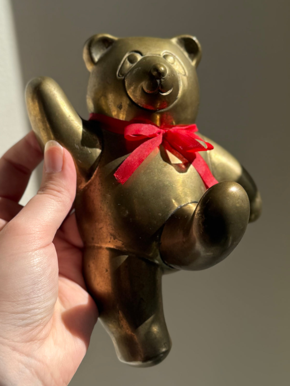 Vintage Brass Bear with Leg Hook