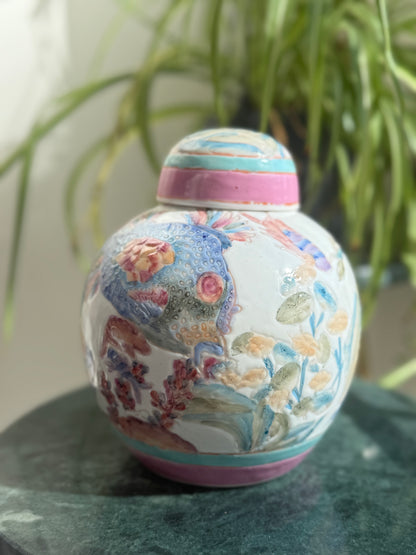 Vintage Pastel Fish Ginger Jar